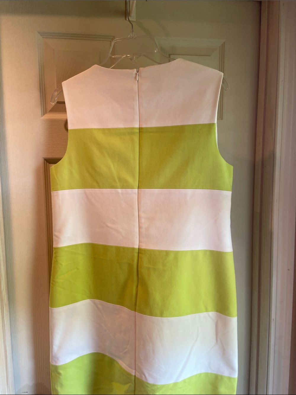Anne Klein Lime Green and White Striped Sleeveless Shift Dress - Picture 10 of 11